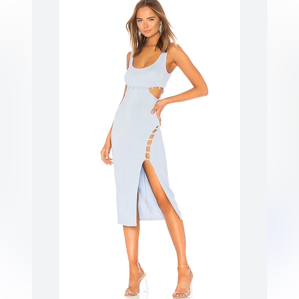 h:ours Light Blue Cutout Midi Dress